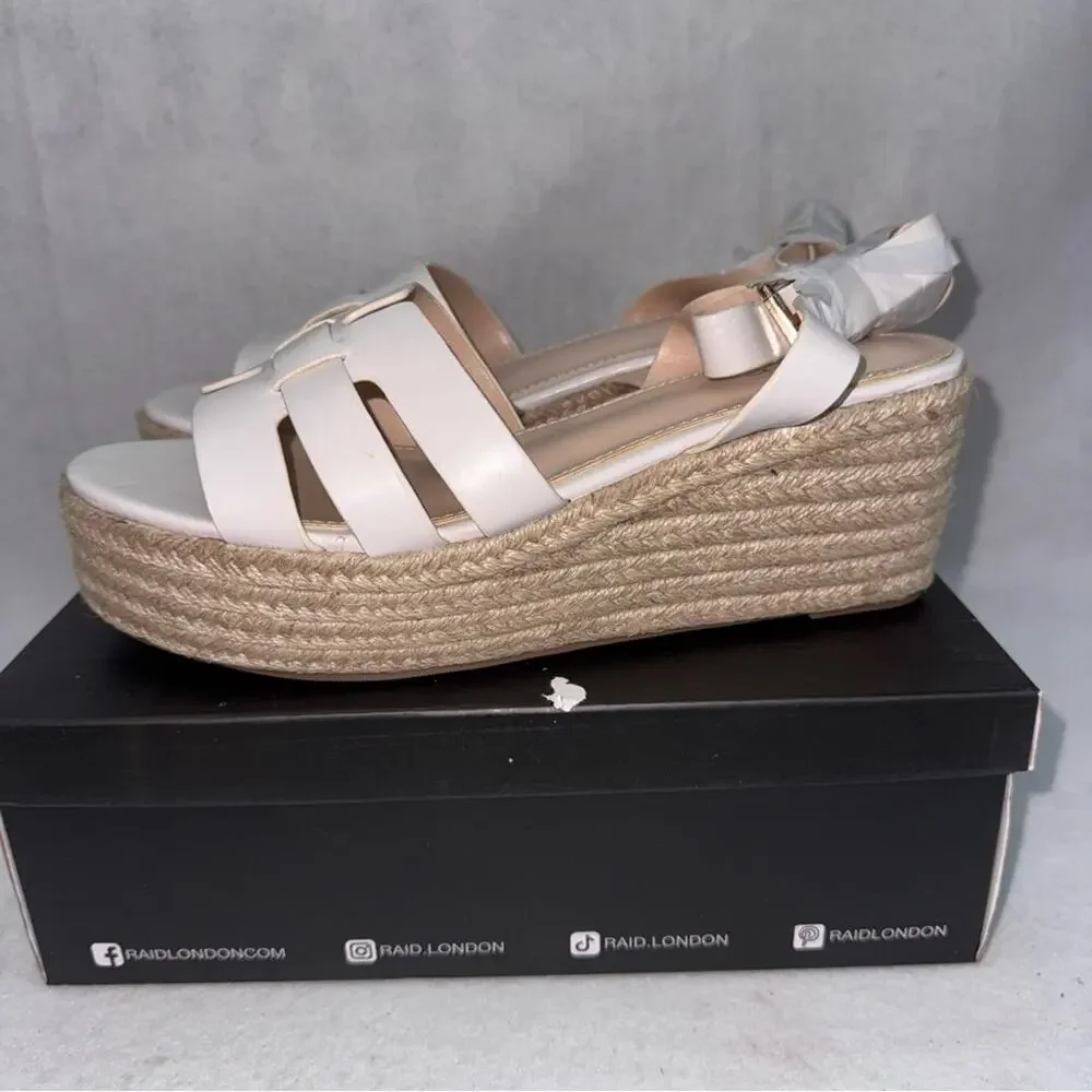 NIB Women’s RAID Harlene Plaftorm Espadrille Sandals 3” Heel White size 10 Wide